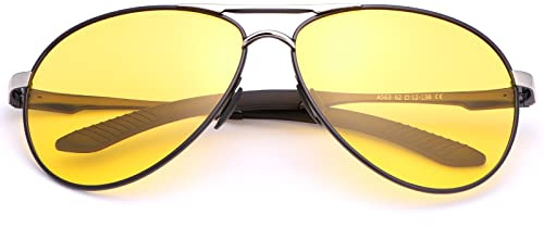 LJIMI Herren und Damen Polarisierte Nachtfahrbrillemit Federscharnier UV400 Schutz Sonnenbrille Ultra Light Metall Brillen