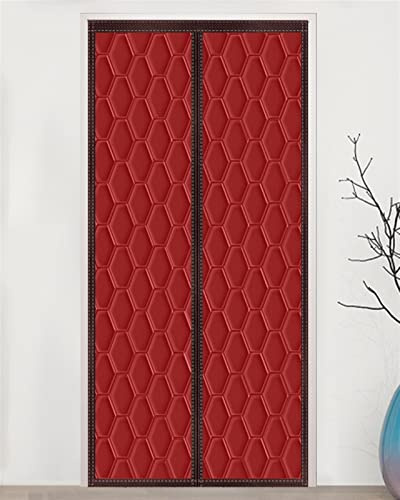 Liveinu Wärmeschutzvorhang Thermo Türvorhang Wärmeisolierend Panel-Isolierung Thermovorhang Wasserdicht Winddicht Klimaanlage Verdunklungsvorhänge 90x210cm Rot