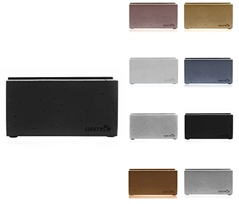 CONCRETTE Loft Serviettenhalter für Tischplatte Handgefertigt aus Architektonischem Beton Originell Geformtes Design mit Kleinen Löchern Höhe 90 mm Schwarz Matt