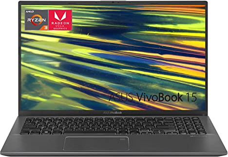 ASUS VivoBook Ordinateur portable fin et léger, écran FHD de 15,6, processeur AMD Ryzen 3 3250U, carte graphique AMD Radeon, clavier rétroéclairé, lecteur d'empreintes digitales, webcam, Wi-Fi, HDMI