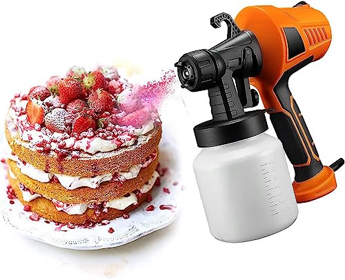 QUTBAG Electric Dessert Chocolate Spray Gun, 500W Paint Sprayer Cake Decorating Kit with 3 Patterns, Multifunction Baking Sandblasting Machine for Cake, Chocolate Decoration orange