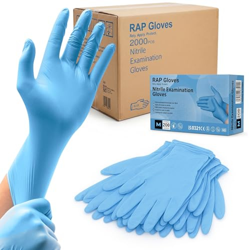 2000 Blue Nitrile Disposable Exam Gloves Medium Powder Free Food Safe | Latex free with textured fingertip grip, ambidextrous, bulk supply for catering, care homes, cleaning teams and workshops