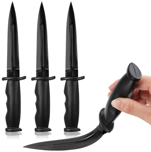 Aoriher 4 Pièces Couteau d'Entraînement aux Arts Arme d'Entraînement en Caoutchouc Couteau pour Arts Martiaux (Noir)