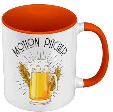 Tasse in Premium-Qualität, Orange – Motion Pitcher Bar Beer Cinema Party – Tasse mit Henkel und farbigem Innenfutter