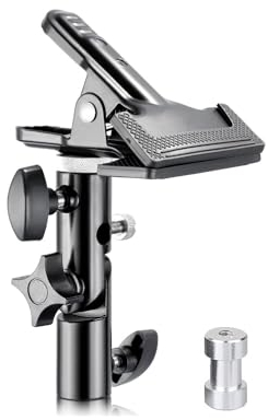KAGYOKU Robusto supporto in metallo con supporto per treppiedi di luce da 5/8 pollici, morsetto riflettente con foro per ombrellone e fissaggio a vite per riflettori per studio fotografico