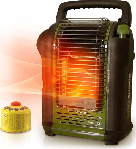 STREND PRO Zeltheizung Gas 2kW | mit 1 Campinggaskartuschen | Tragbare Campinggasheizung für Innenräume, Zelt, Camping, Angeln, Jagen, Mini Gasheizung mit Sauerstoffsensor | Mobiler