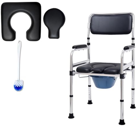 Toilettenrollstuhl - Toilettenstuhl Mit Rollen - Höhenverstellbar WC-Stuhl - Nachtstuhl Dusch Fahrbar Antirutschenden Mit Toiletteneimer - Für Behinderte Person Ältere Menschen without wheels
