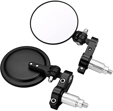 Zubehör Universal-Motorradspiegel Für Y&amaha XSR 900 TDM 900 MT125 MT01 MT03 MT25 YBR 125 3 Zoll Runder Klappbarer Lenkerenden-Seitenspiegel (Color : Schwarz)