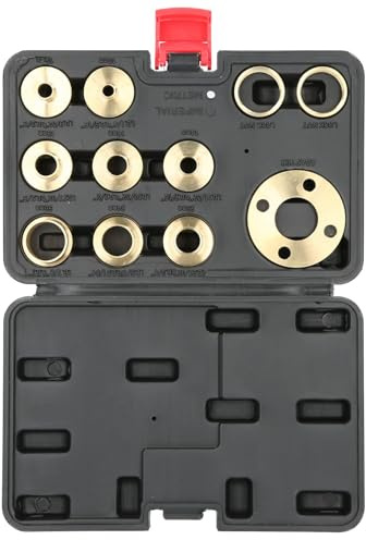 Messing Router Vorlagen Set 11-teiliges/Set Template Router Guides Kit mit Kontermutter Adapter Router Zubehör für Ausschnittarbeiten, Schwalbenschwanz, Scharnierfräsen