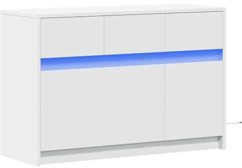 vidaXL Meuble TV avec LED Blanc 91x34x61 cm Bois d'ingénierie