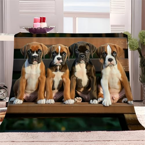 Marrone Coperta Pile 200x230 cm cane boxer animale Flanella Plaid Coperta in Pile Calda Microfibra Extra Morbid Leggera Coperta per Letto Divano Ufficio Viaggi in Campeggio