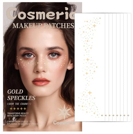Cosmeria Gesichtstattoo Glitter Freckles, Hochwertig und Wasserfest, Einfache Anwendung für Partys und Festivals aller Art
