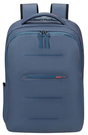 American Tourister Urban Groove UG11 - Laptop-Rucksack 15.6″ (50 cm) – Business & Schulrucksack mit USB-Anschluss, RFID-Kartenfach, Reflektierende Regenhülle, 23L – Blau/Orange (Navy/Orange)