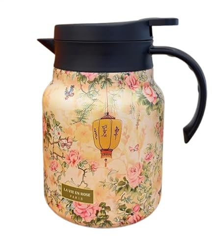 vintage, jarra de café térmica | floral de 1000 ml de té vintage de acero inoxidable - Teteras aisladas, con infusor de té para familiares, amigos, hogar