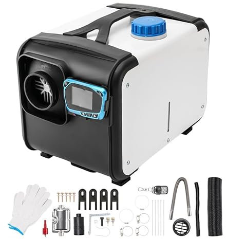 Riscaldatore da parcheggio diesel all-in-one da 8 kW e 12 V, riscaldatore notturno diesel con silenziatore, interruttore LCD, telecomando per camion, barca, rimorchio, auto da turismo, camper, camp