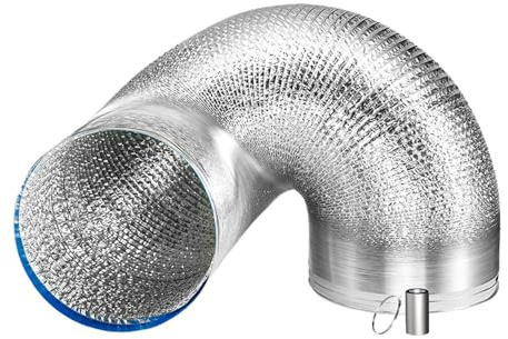 Abluftschlauch aus Aluminium Auspuffschlauch Klimaventilationsschlauch Leicht Anzubringen Hält Hohen Temperaturen Stand Lüftungsschlauch für Dunstabzugshaube Trockner Rohrventilator(4m,250mm)