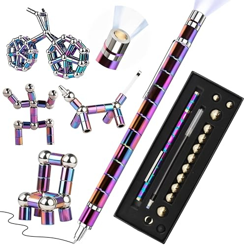 Crafties Magnetic Fidget Pen with Light | Birthday Gifts for Men,Dad,Teens & Kids Him Her | Stress Relief Best Friend Gadget Useful Pens (Multicolor)