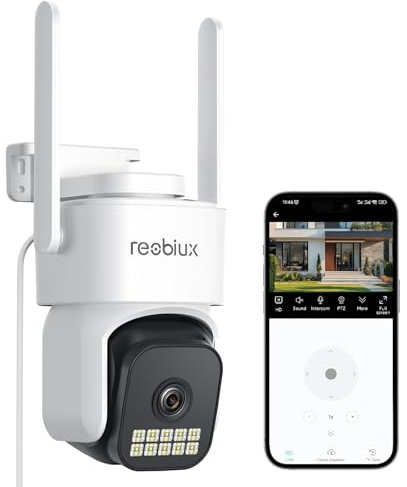 Reobiux 1080P Telecamera Wi-Fi Esterno, 2,4/5GHz, IP Videocamera Sorveglianza Esterno con Visione Notturna Colori, 24/7 Registrazione, Rilevamento del Movimento, Audio Bidirezionale, IP66