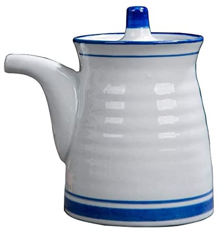 DHAEY Cuisine Distributeur d'huile et de vinaigre, Bouteille d'huile en céramique Bot vinaigre/Sauce de soja Blanc, Petite Bouteille Vintage étanche Distributeur
