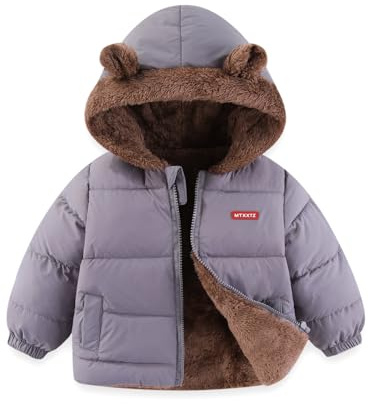 JiAmy Cappotto invernale in pile per bambini e ragazzi, giacca Outwear per ragazze vestiti imbottiti grigio 3-4 anni