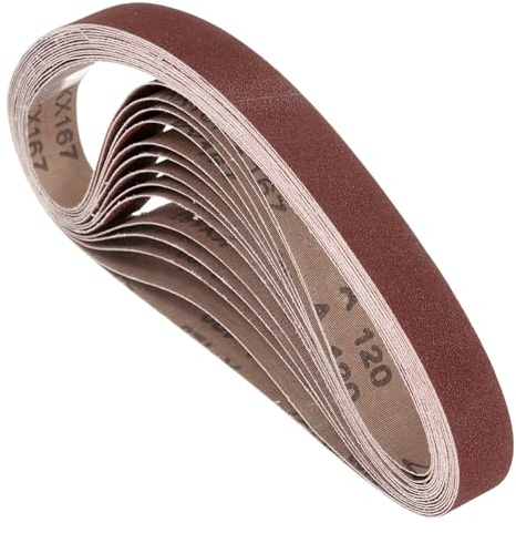 Kozelo 24 Pcs Bandas de Lijado 19mm x 305mm 120 Grit Papel de Lija Abrasivo | Óxido de Aluminio, para Lijadora de Banda, Pulido de Metal, Trabajo en Madera, Eliminación de Óxido