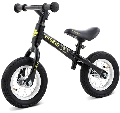 VITONIS Noir Draisienne à partir de 1,5 à 4 Ans, jusqu'à 35 kg, Volant et Selle réglables en Hauteur, antivol de Volant, Cadeau d'anniversaire et Jouet pour garçons et Filles