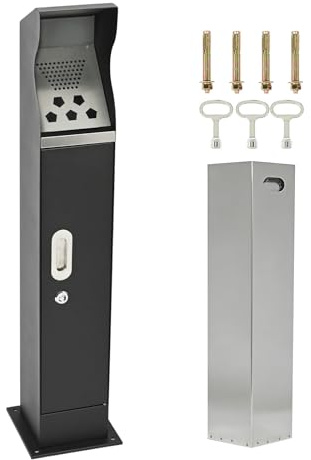 petour Cubo de basura comercial de 11,6 l con llave, 5 agujeros, con cubo interior extraíble, cubo vertical de acero inoxidable, 17 x 17 x 93 cm, para hotel y restaurante