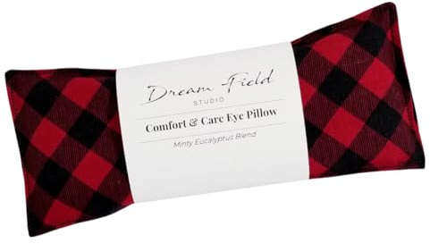 Dream Field Studio Mint Eye Pillow, Flaxseed Fill, Eucalyptus Peppermint Blend, Aromatherapy Eye Mask, Red & Black Buffalo Print