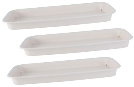 TOBBOMEY Basi per Vasi da Fiori Rettangolari in Plastica 3 Pezzi 27 X 105 CM Beige per Uso Domestico e Raccolta Acqua
