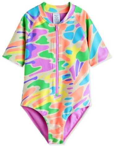 Gifts Treat Girls Swimsuit One Piece Swimwear Long Sleeve Swimming Suit for Girl, UPF 50+