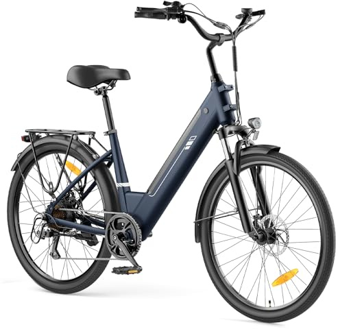 Touroll E-Bike für Erwachsene, J2 ST 26 City Trekkingrad mit Hydraulischen Scheibenbremsen, 250W Motor, 100km Reichweite, 36V 15,6Ah Akku,7 Gänge, Pedelec E-Citybike für Damen Herren