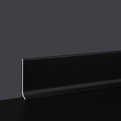 Coayuou Profilé De Plinthe en Aluminium 125 Cm Lot De 4 | Résistant À L’Eau, Installation Facile | Protection des Bords De Sol pour Parquet Stratifié, Bureau Et Salon(Black,6cm)