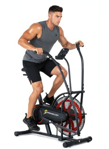 Strongology SCORPION Home Fitness Compact Assault Bike for Full Body Cardio Workout with Smooth Fan Resistance and LCD Screen