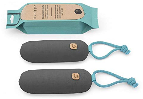 PURGGO Bamboo Charcoal Shoe Deodorizer Air Purifying Bag - Natural Odor Eliminator - Last 365+ Days - No Chemicals - Air Freshener for Shoes and Closet - Remove Odor Naturally - [2 Pack] [Gray]