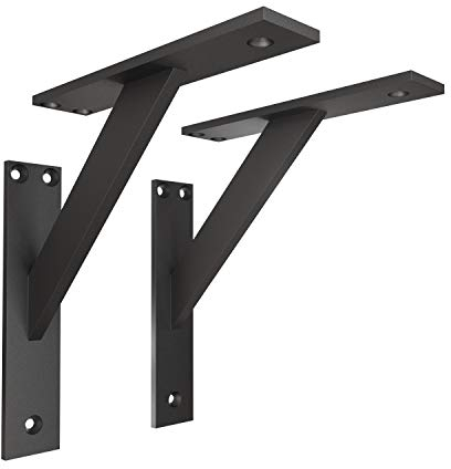 Sossai Regalträger 2er Set FSHR 180x180 mm aus Aluminium – Wandhalterung Regalwinkel für Regalbrett – schwarz – modernes Design