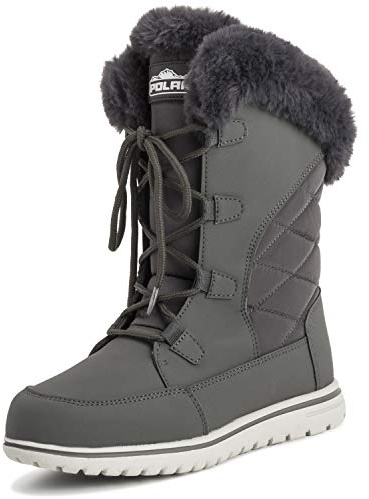 Polar Products Womens Quilted Duck Cuff Snow Lace Up Waterproof Faux Fur Outdoor Boots - 7 - GRE38 AYC0541