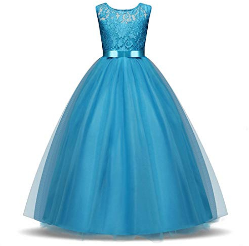 Prinsessklänning, puffig klänning för blomsterflicka, festklädsel för födelsedagskalas, cosplay och bröllop, 6 År