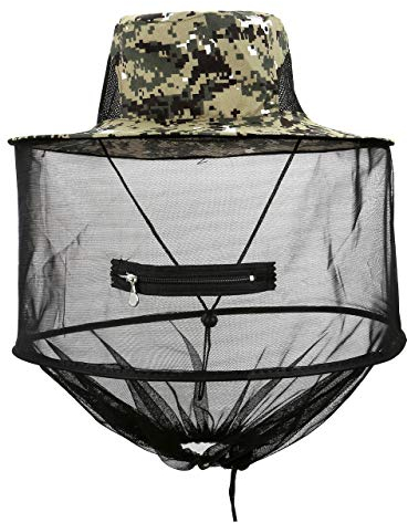 Mogokoyo Moskito Kopfnetz Hut Unisex Sonnenhut Fischerhut Dschungel Koft Schutz Bienenhut für Outdoor Gartenarbeit (Digitale Tarnung)