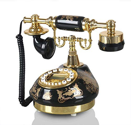 Telefono Antico, Linea Telefonica retrò Vintage Casa Telefono Cellulare, Quadrante con Pulsante Decorativo Anni '80 con Filo in Ceramica, 25x20cm (10x8 Pollici)