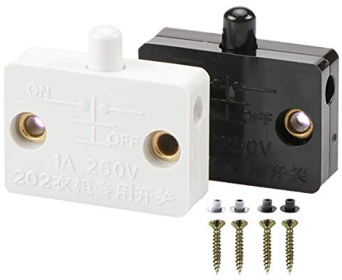 2 Pack 1A 250V Cupboard Door Light Control Switch - Auto Switch Push to Break for Cabinet Door Wardrobe
