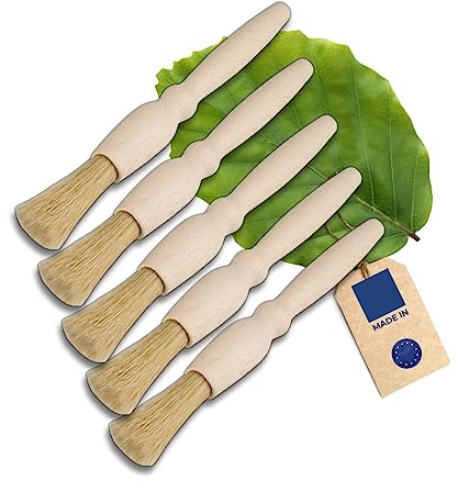 5x HOFMEISTER® Haushaltspinsel, rund, 18 x 1,8 cm aus Buchenholz, Backpinsel mit Naturborste, rund