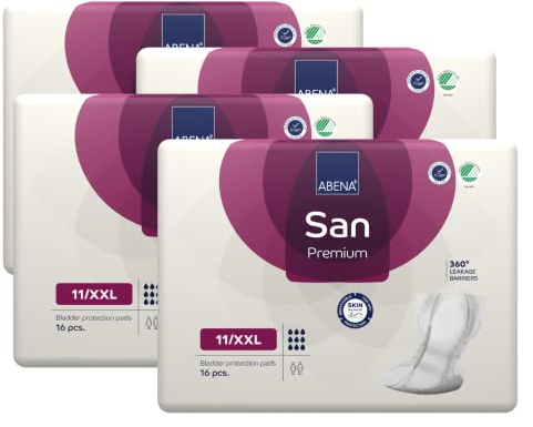 ABENA SAN 11/XXL Premium Inkontinenzeinlagen MONATSPAKET (26 x 4 = 104 Stück) für Damen und Herren mit Adipositas, 3400 ml Saugfähigkeit, schnell einziehende, diskrete und anatomische einlagen.