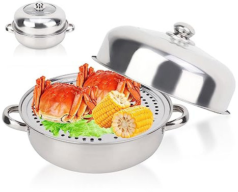 Pentola per Cottura a Vapore, 28cm Pentola per Cottura a Vaporiera in Acciaio Inossidabile Pentola per Cottura a Vapore per Alimenti Professionale Pentola per Pentole