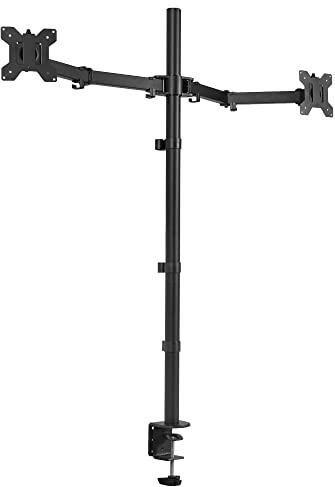 VIVO Dual Monitor Stand Up Desk Mount Extra Tall 39 inch Pole, Fully Adjustable Stand for up to 32 inch Screens, Black, STAND-V032T