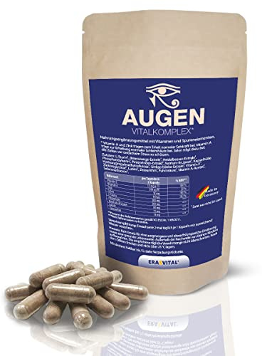Ögon Vitalkomplex 180 kapslar Lutein Zeaxanthin Natrium-R-Lipoat Fulvinsyra högkoncentrerad naturligt med andra vegetabiliska ingredienser vegansk