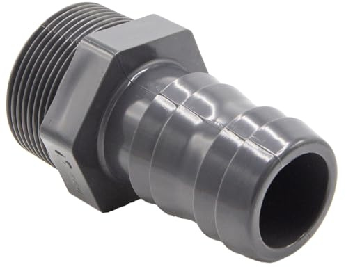 PVC 1/3 Schlauchtülle I 43-40mm Tülle I 1 1/2 Zoll Außengewinde I 10 Bar I Schlauchanschluss mit Rippenstruktur für idealen Halt I PVC Fitting mit Tülle für Pool und Garten I bm027