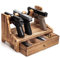 MOREIH Pistol Rack Solid Wood Handgun Holder Storage Rack Gun Safe Cabinet Storage Organizer Accessories, 4 Pistol Holder Drawer Type With Non Slip Carpeted Surface (M)