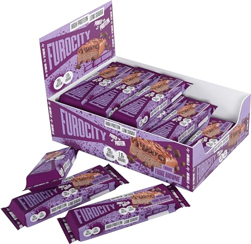 Furocity by Tyson Fury Protein Bars, Chocolate Fudge Brownie Flavour, Case of 15 x 60g Bars, 20g Protein per Serving, Low in Sugar, Pre and Post-Workout Snack | High Protein, 20g Protein per Serving, Low Calorie, Low in Sugar, Pre and Post-Workout Snack