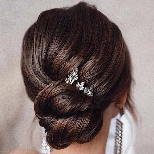 Cubahop Braut Hochzeit Haarnadeln Gold Braut Kristall Haarspangen Strass Kopfschmuck für Frauen und Mädchen (5 Stück)