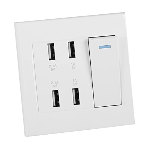 4 Ports Switch Control 5V, Single Socket Usb Wall Prise Usb Encastrable 2.1A/1A 4100Ma Usb Wall Mounted Power Socket Charger Outlet